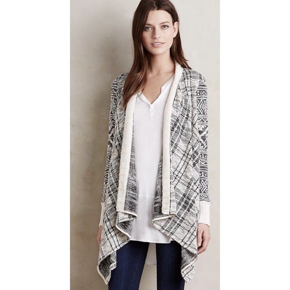 Anthropologie Tiny Mazarine Jacquard Open Front Cardigan Aztec Boho Western XS